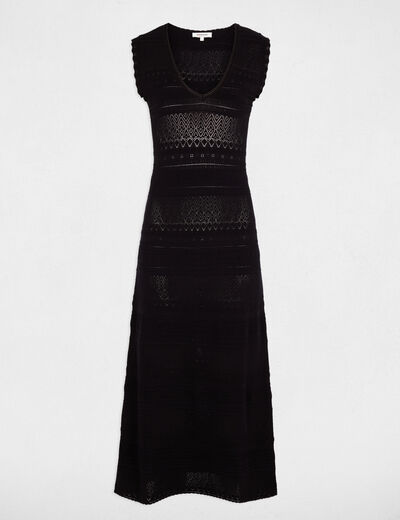 Robe tricot col v bleu marine femme