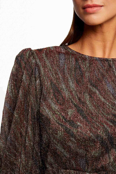 T-shirt manches 3/4 imprimé abstrait multico femme
