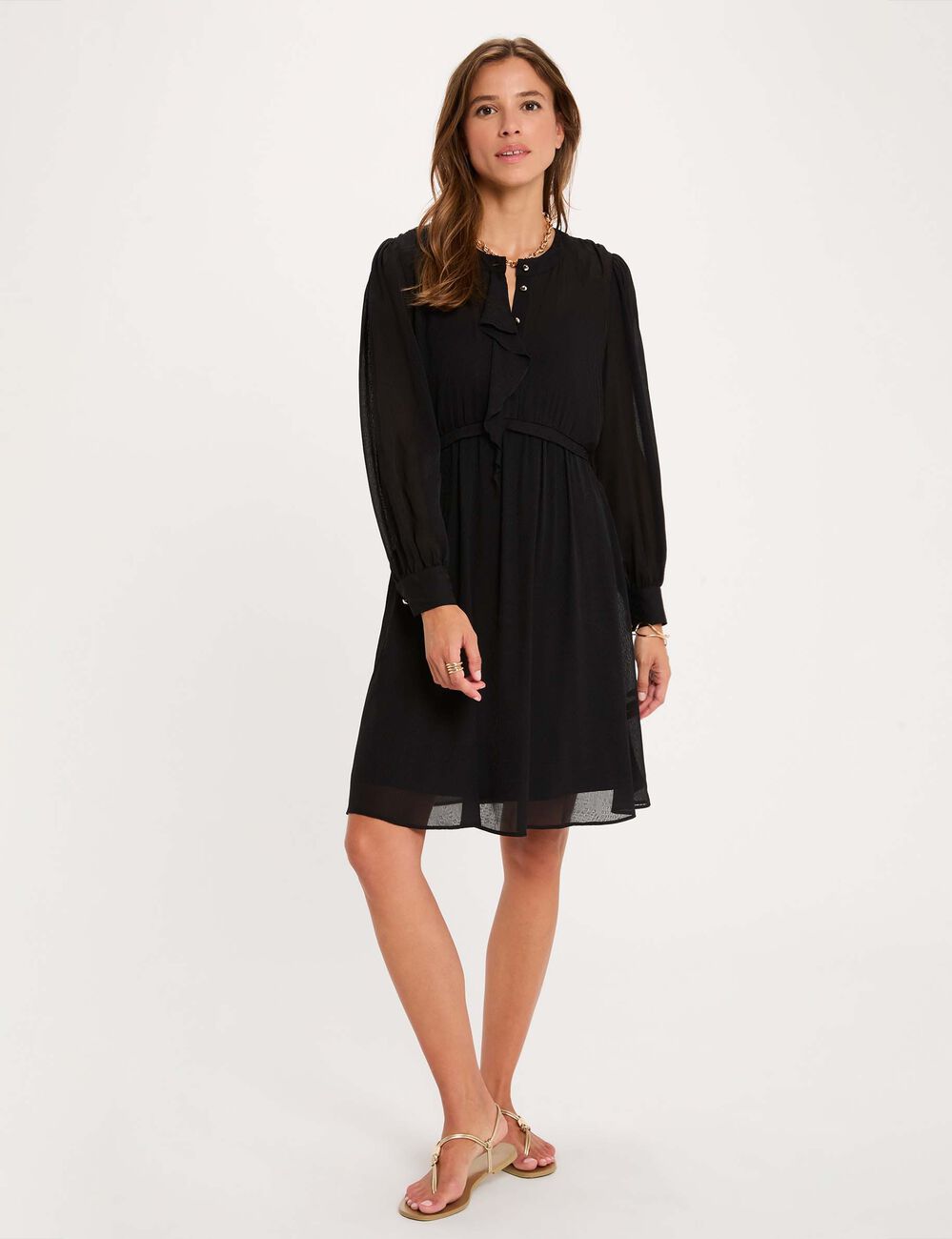 Robe courte jacquard noir femme
