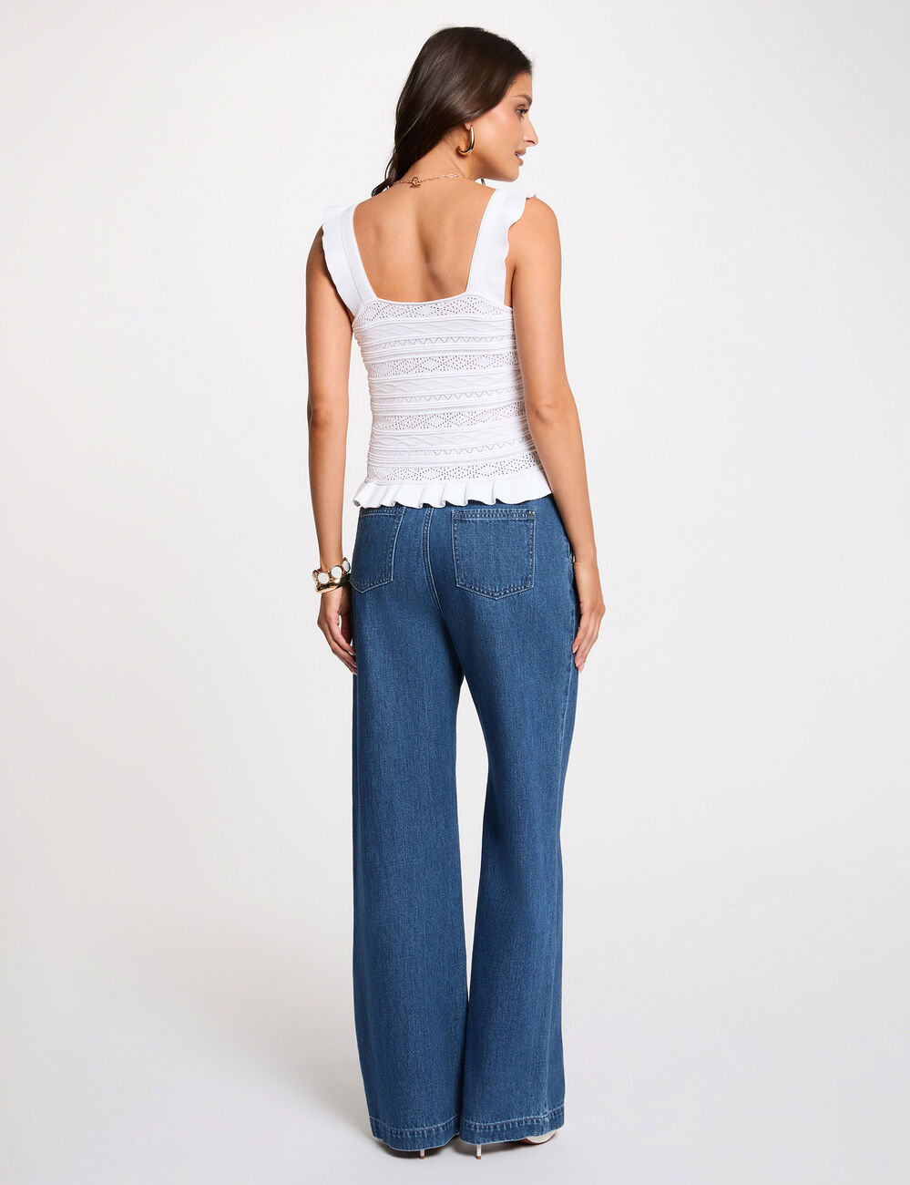 Pull ajust&eacute; encolure carr&eacute;e blanc femme