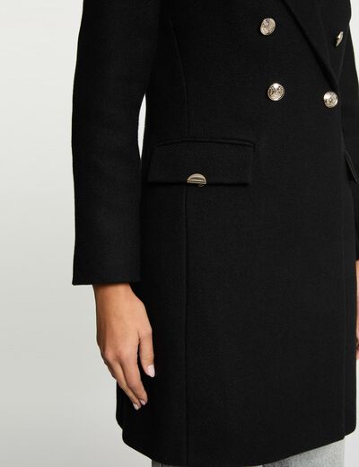 Manteau ajust&eacute; col tailleur noir femme