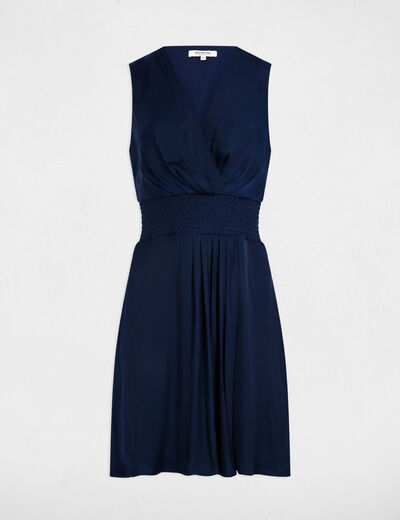 Robe courte droite fluide bleu pétrole femme