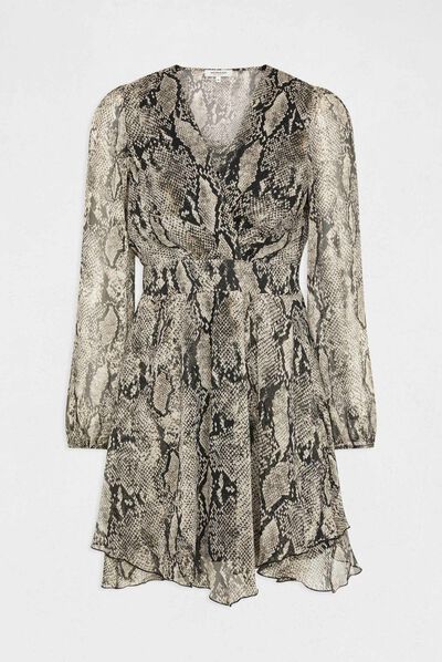 Robe évasée imprimé python multico femme
