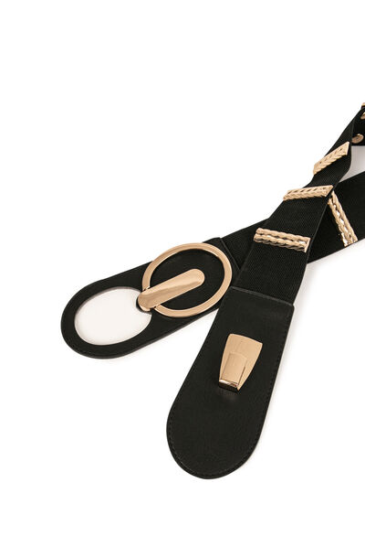 Ceinture élastiquée avec ornements dore femme