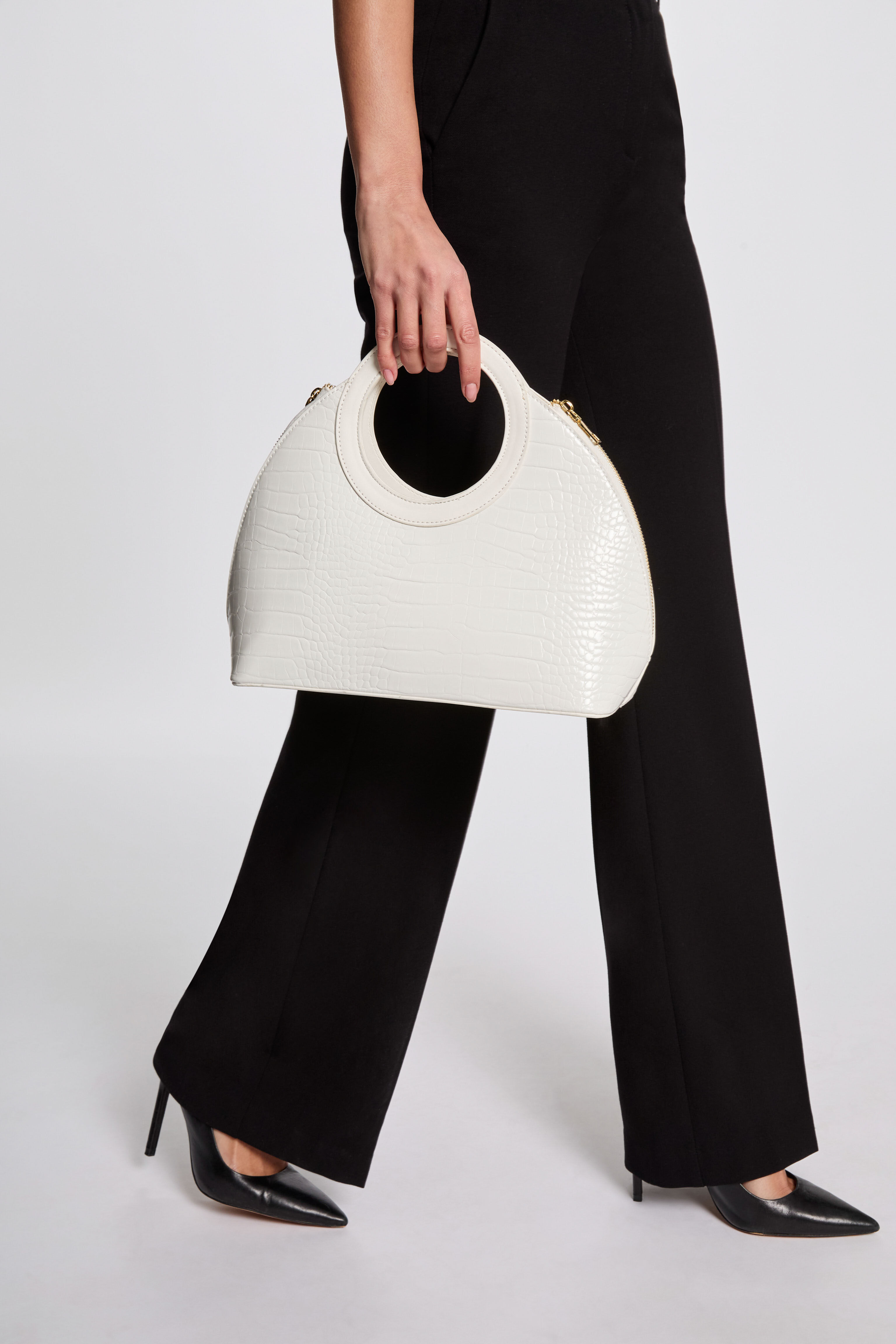 Sac à main croco blanc femme - Morgan - Modalova