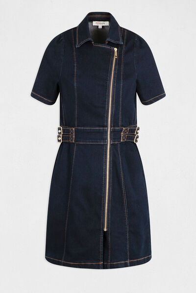 Robe droite zippée en jean jean brut femme