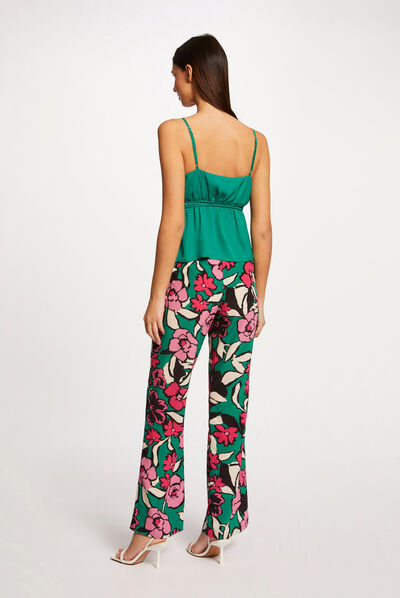Blouse bretelles fines à ornements vert femme