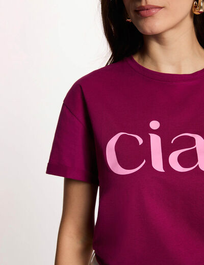 T-shirt col rond prune femme