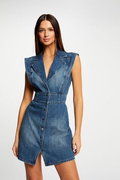 Robe sans manches ceintrée jean stone femme