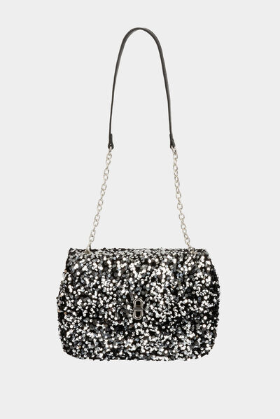 Sac pochette à sequins argente femme