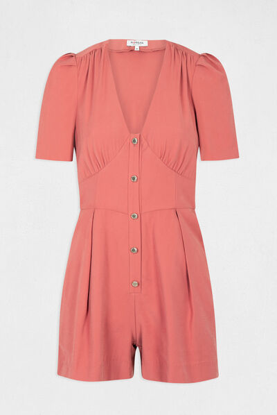 Combinaison ajustée boutonnée rouille femme