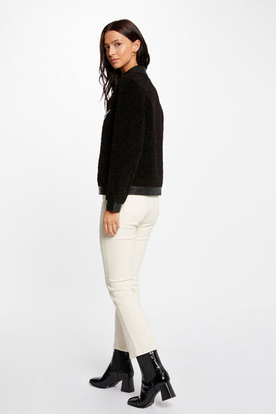 Blouson avec détails simili cuir noir femme