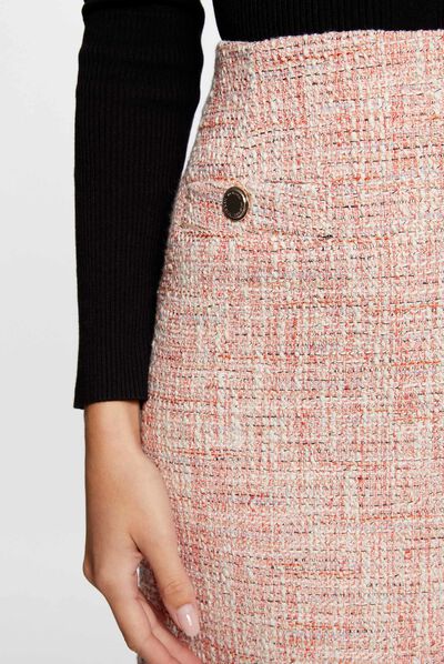 Jupe droite taille haute multico femme