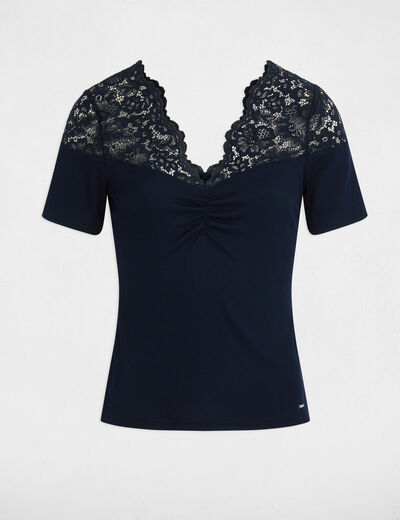 T-shirt manches courtes bleu marine femme