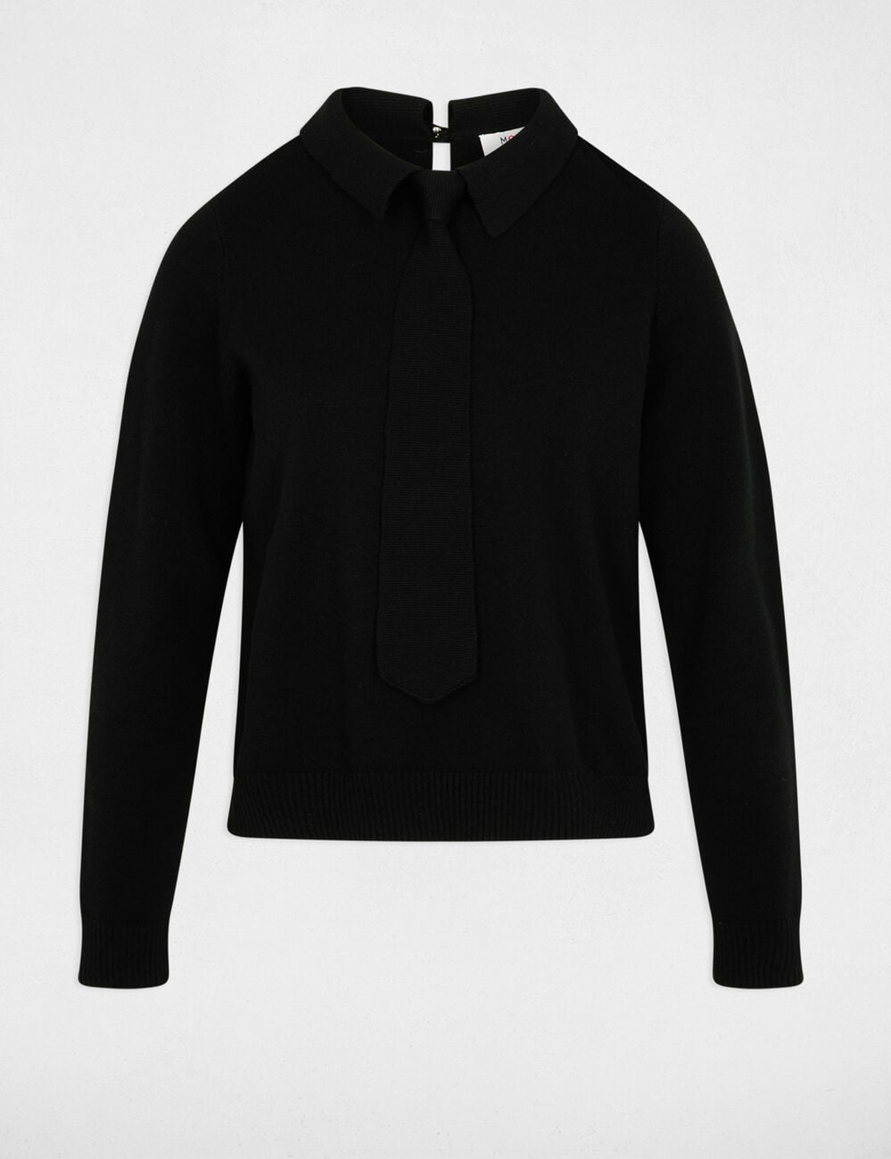 Pull col &agrave; revers noir femme
