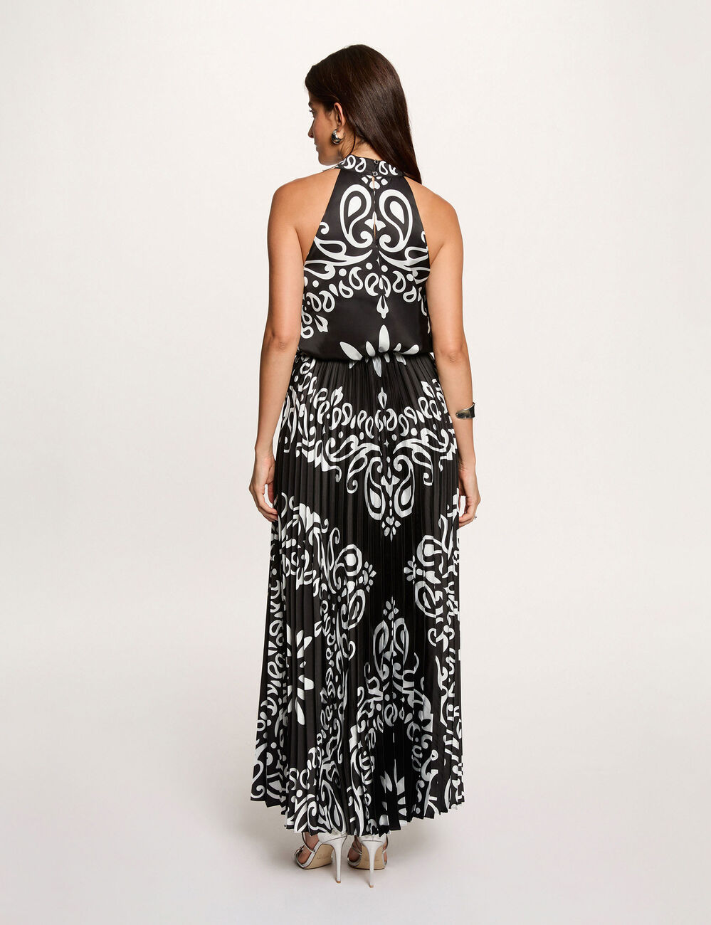 Robe longue col montant multicolore femme