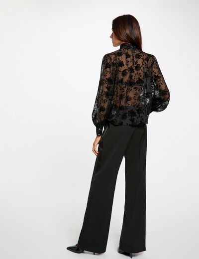 Chemise col lavalli&egrave;re noir femme