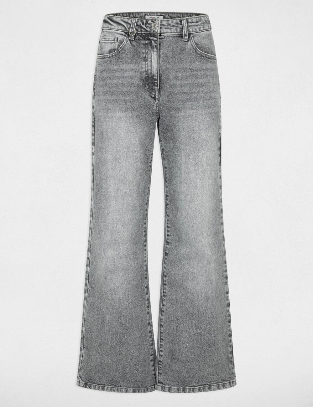 Jean large taille haute denim snow gris femme