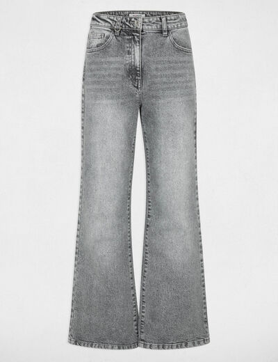 Jean large taille haute denim snow gris femme