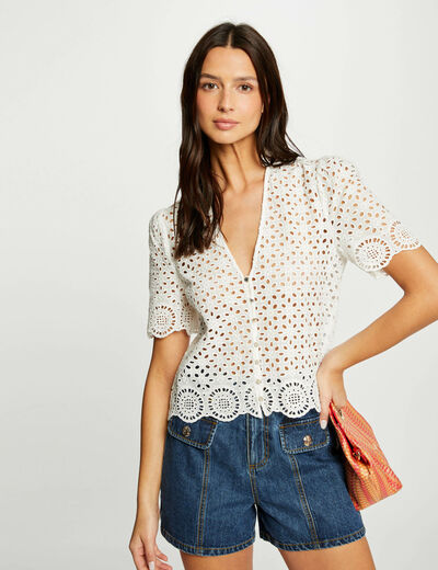 Chemise broderie anglaise ecru femme