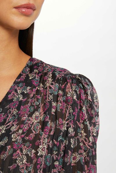 Chemise manches longues imprimée multico femme