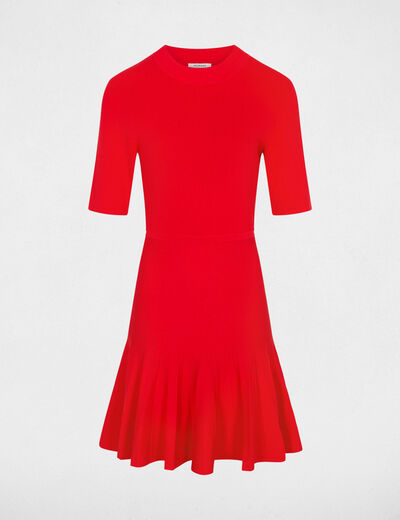 Robe tricot pliss&eacute;e rouge femme
