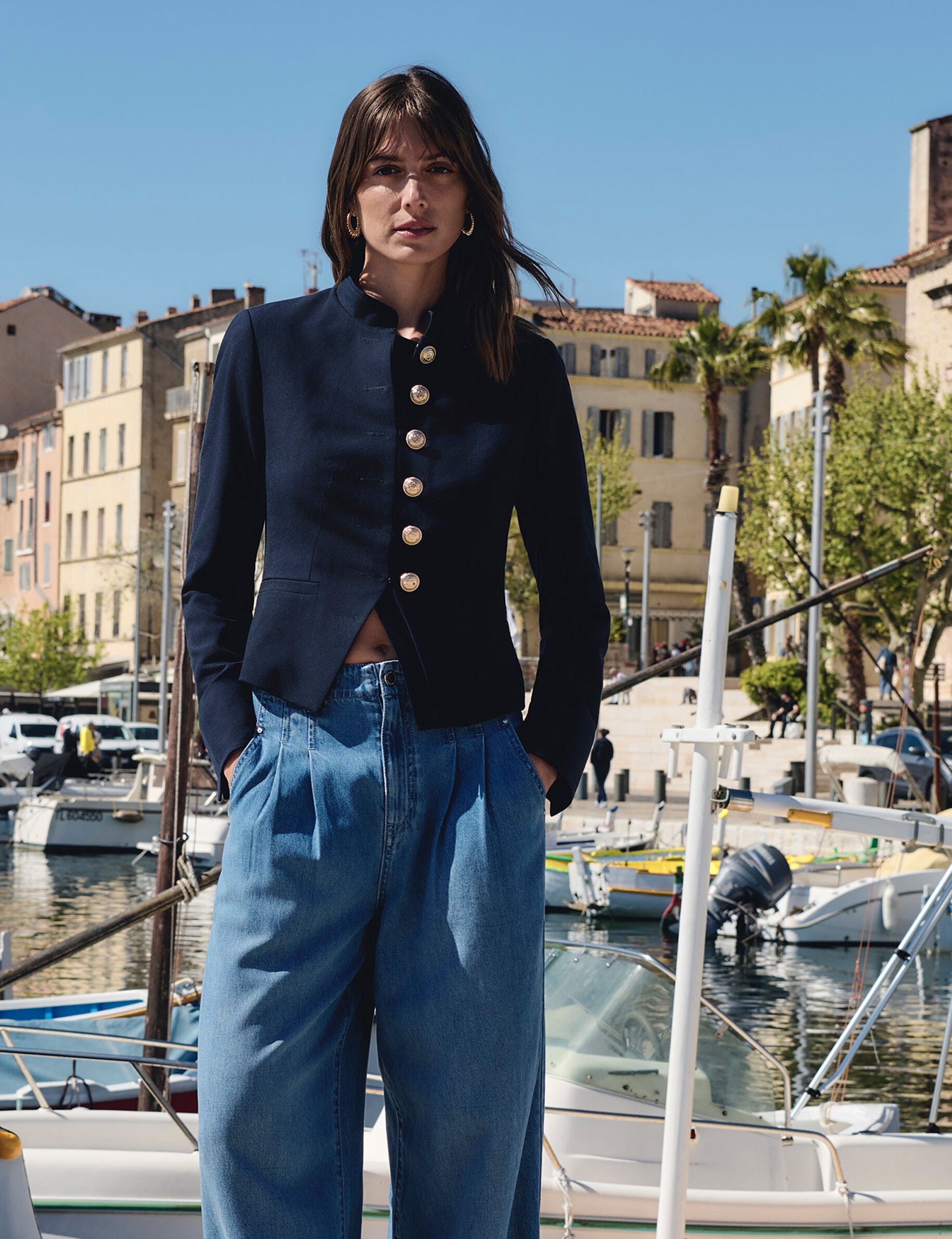 Veste courte col mao femme