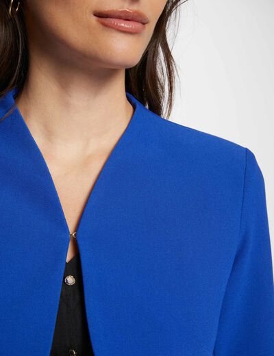 Veste droite manches 3/4 bleu electrique femme