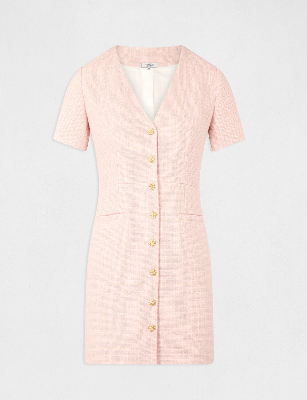 Robe ajust&eacute;e boutonn&eacute;e rose femme