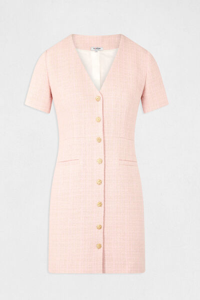 Robe ajustée boutonnée rose femme