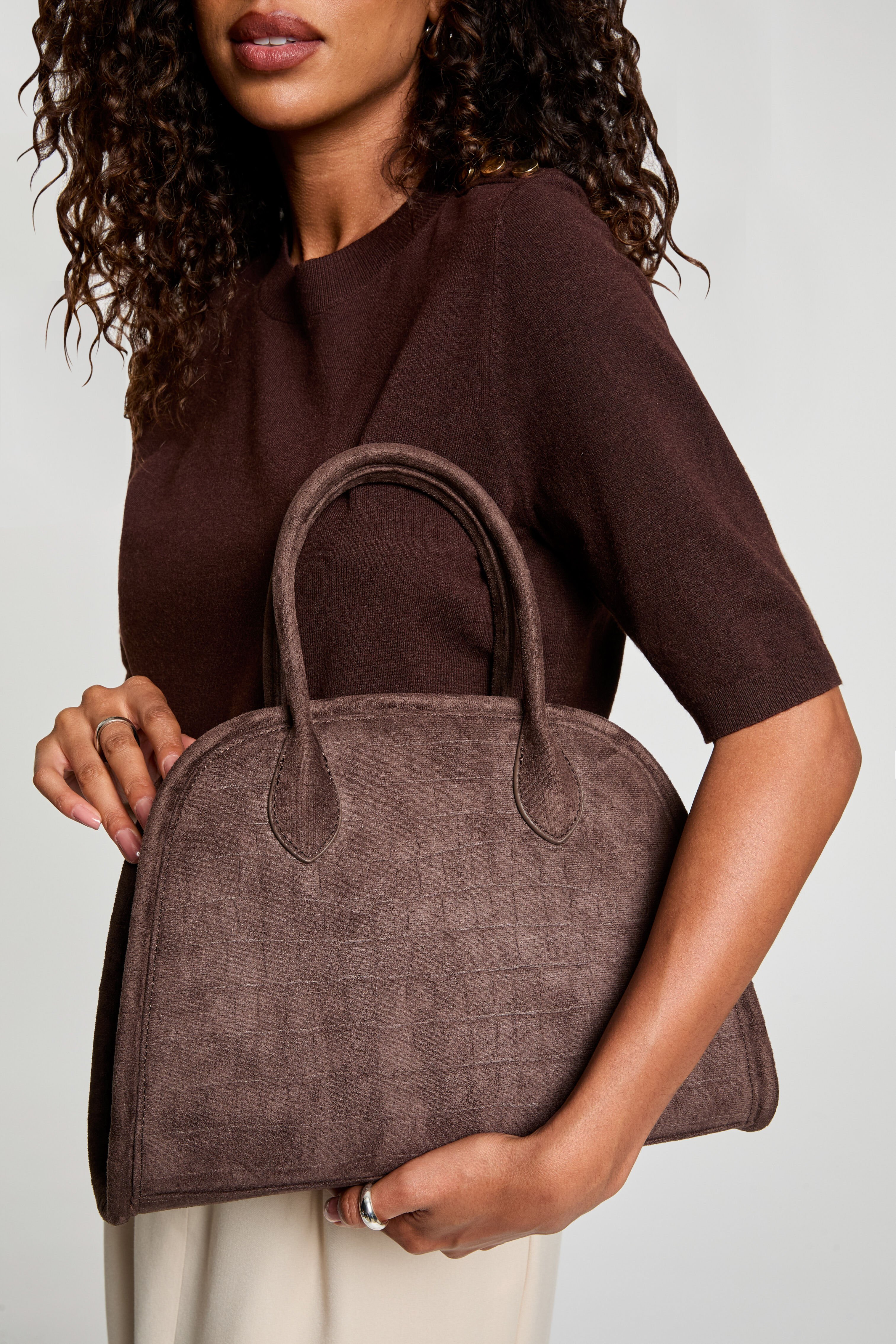 Sac suédine aspect croco femme