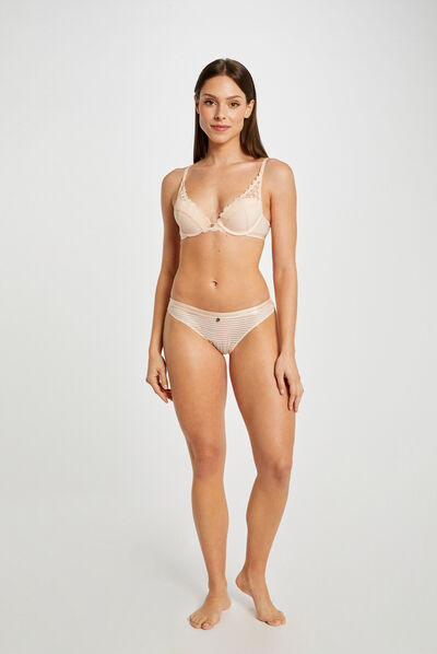 Slip dentelle rose femme