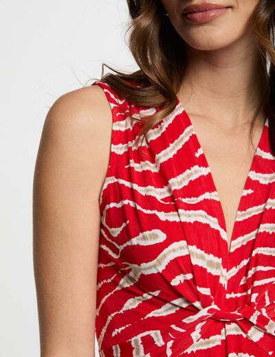 Robe courte ajustée imprimée multicolore femme