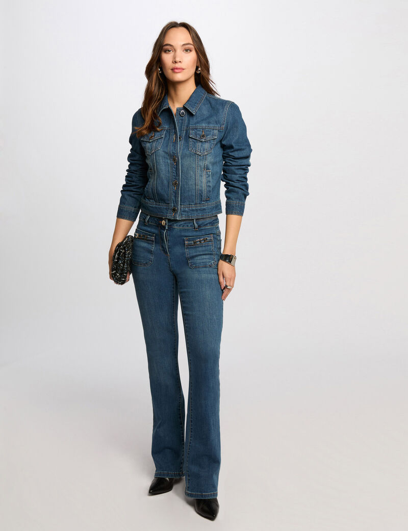 Veste courte en jean denim stone femme