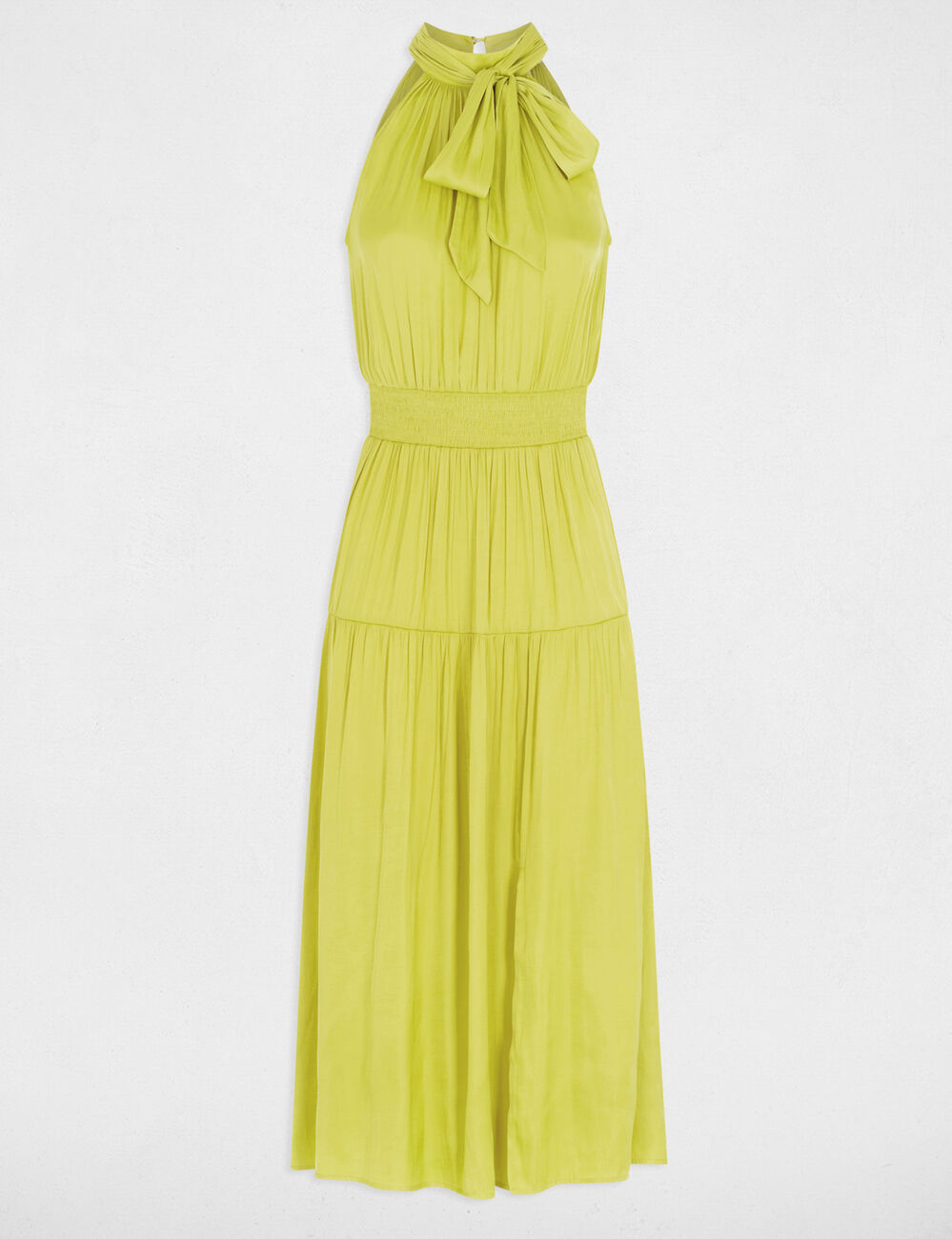 Robe longue droite fluide jaune moyen femme