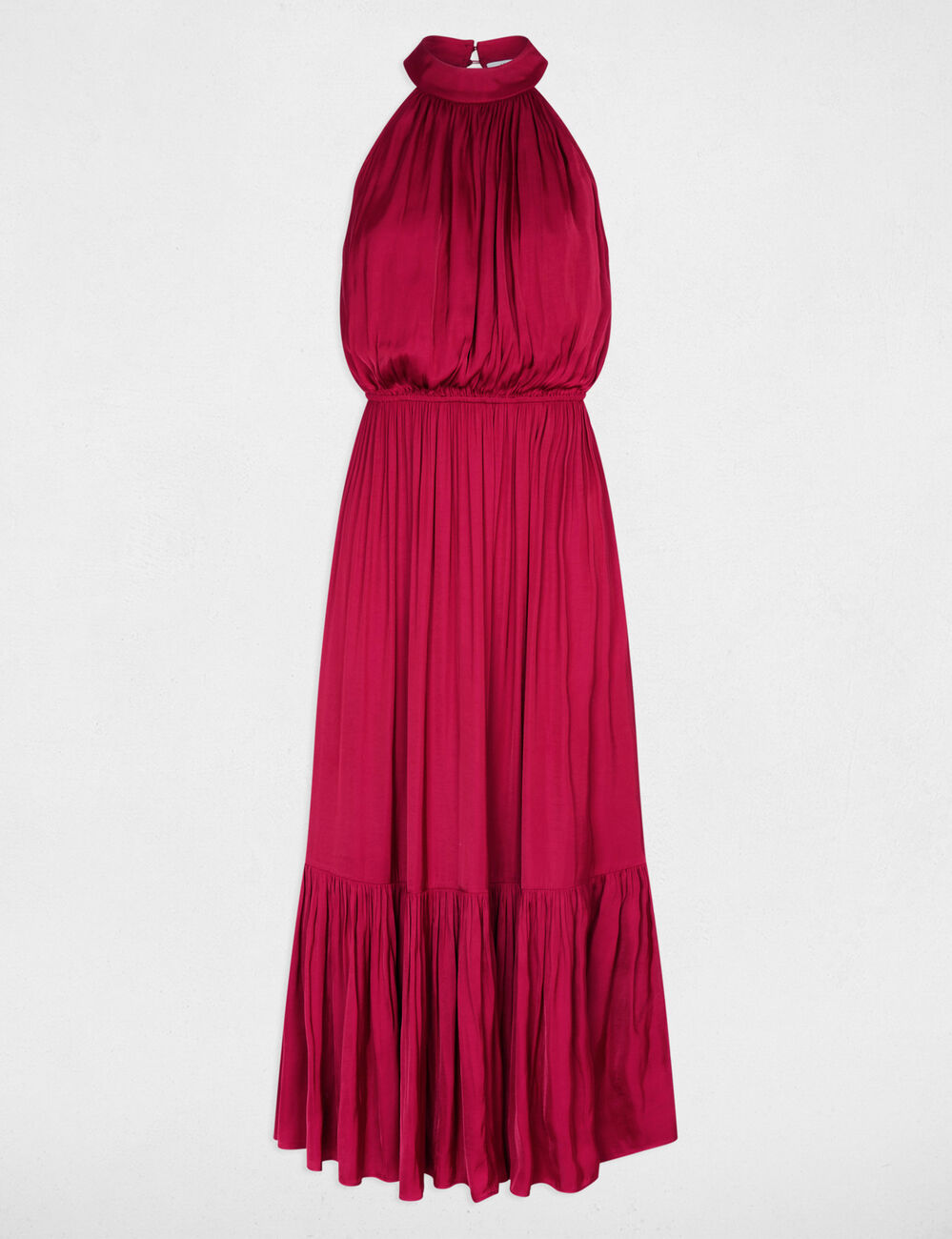 Robe longue &eacute;vas&eacute;e fluide bordeaux femme