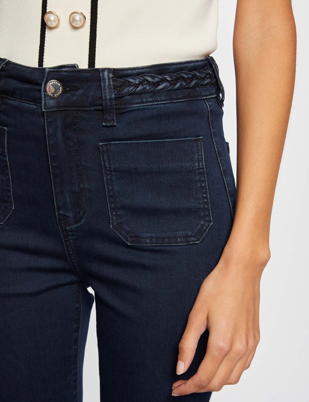 Jeans bootcut avec d&eacute;tails tress&eacute;s jean brut femme