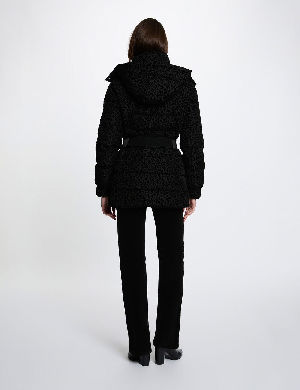 Doudoune ceintur&eacute;e noir femme