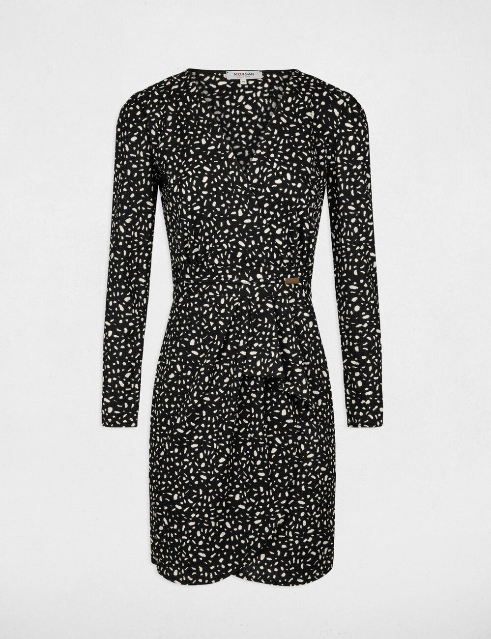 Robe courte imprimé abstrait noir femme