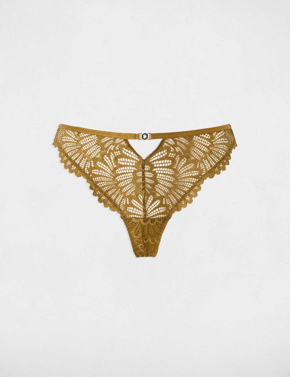 Tanga dentelle taille basse bronze femme
