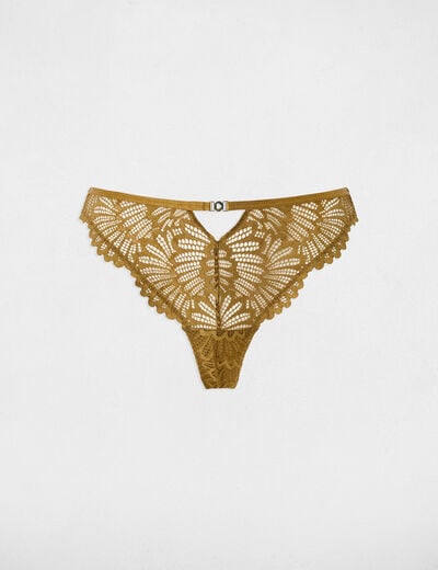 Tanga dentelle taille basse bronze femme
