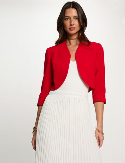Veste droite manches 3/4 rouge femme