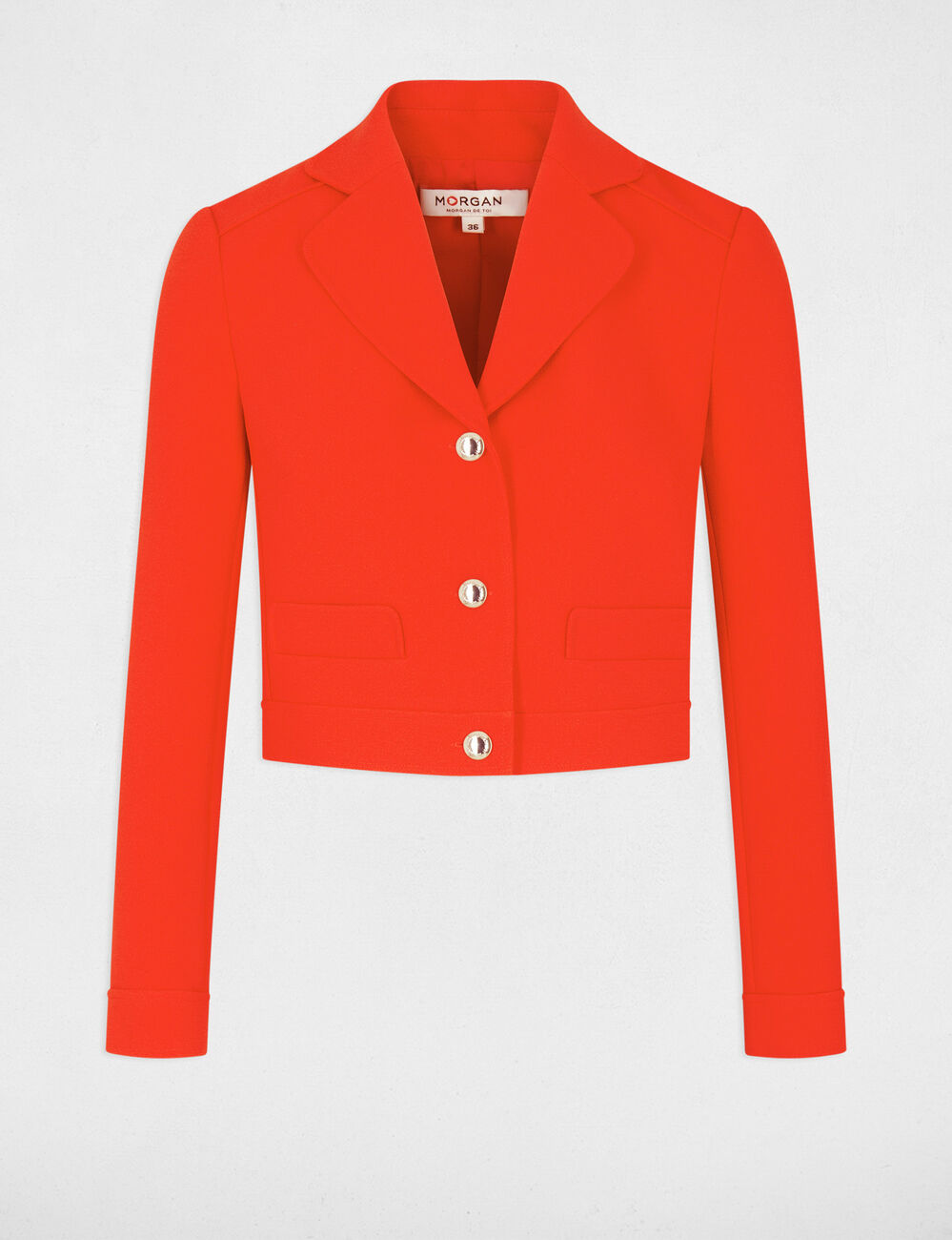 Veste droite boutonnée orange femme