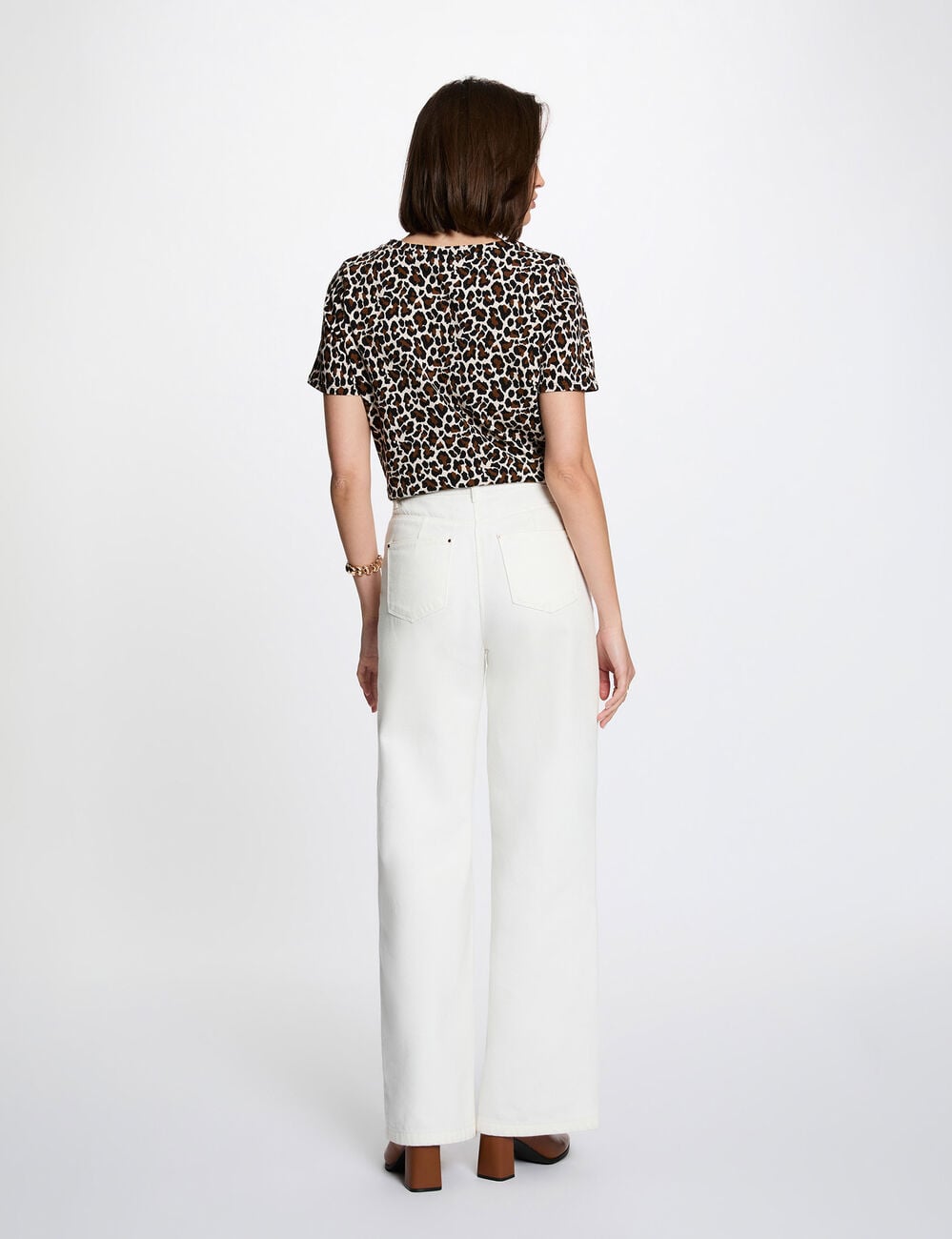 T-shirt droit cropped multicolore femme