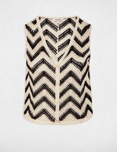 Gilet sans manches col v noir femme