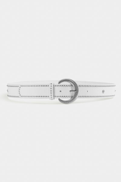 Ceinture avec clous blanc femme