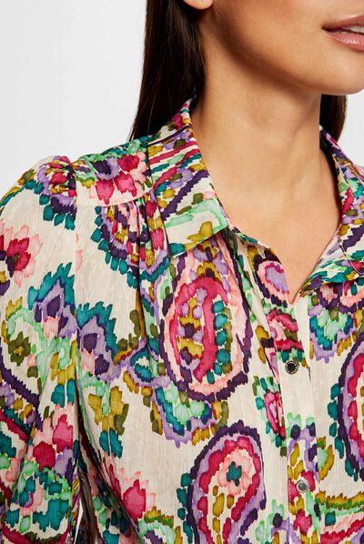 Chemise manches 3/4 imprimé cachemire multico femme