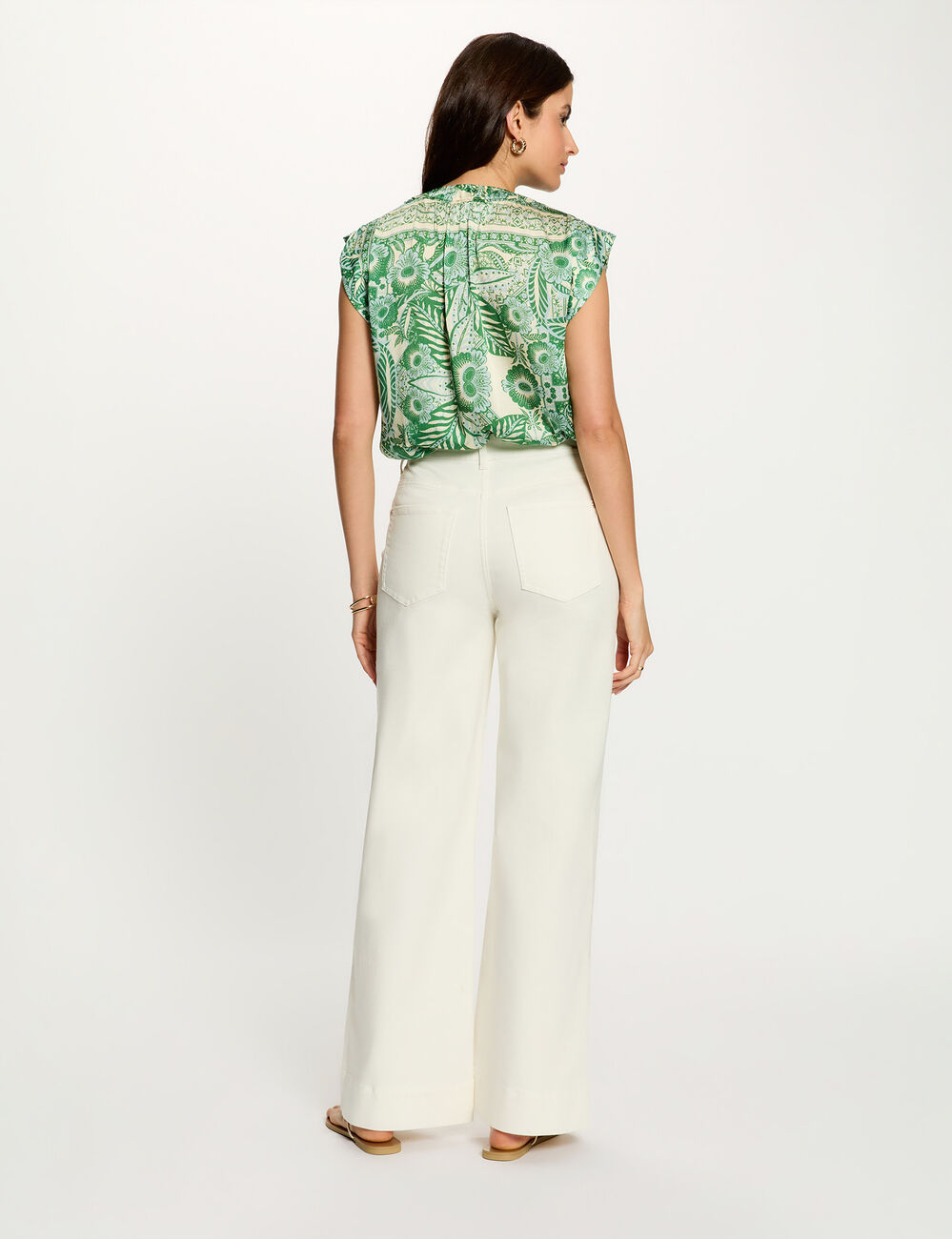 Blouse sans manches col v multicolore femme