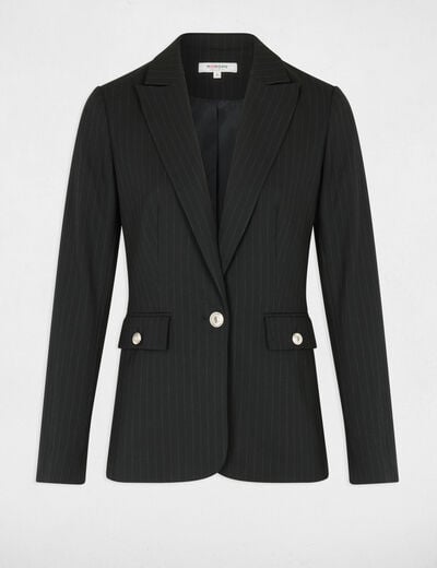 Blazer ray&eacute; col tailleur noir femme