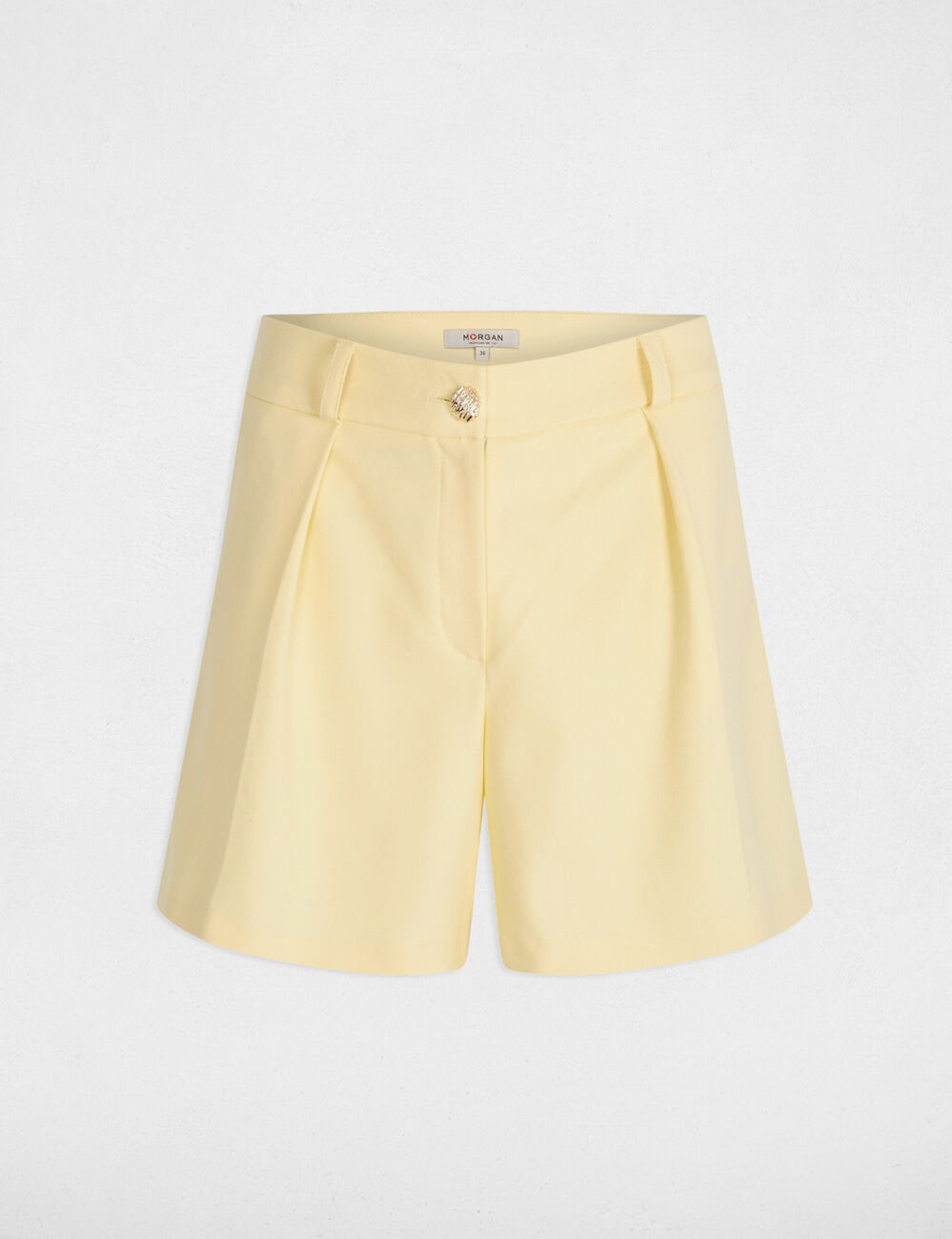 Short droit jaune pastel femme